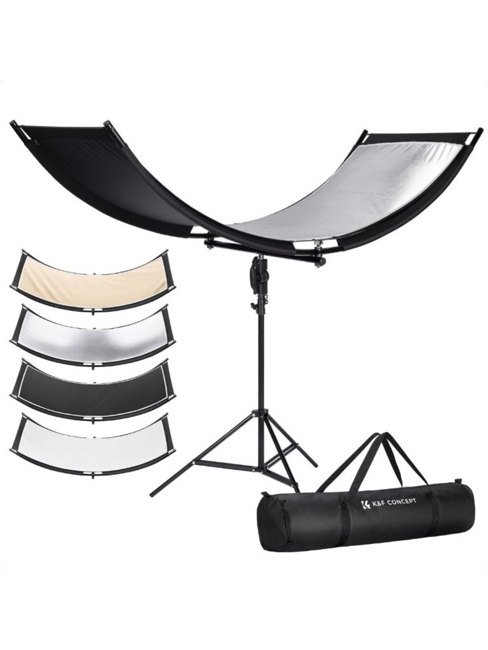 U-Shape 180x60cm Reflector with 1.9m Stand - 4-in-1 Photography Lighting Tool